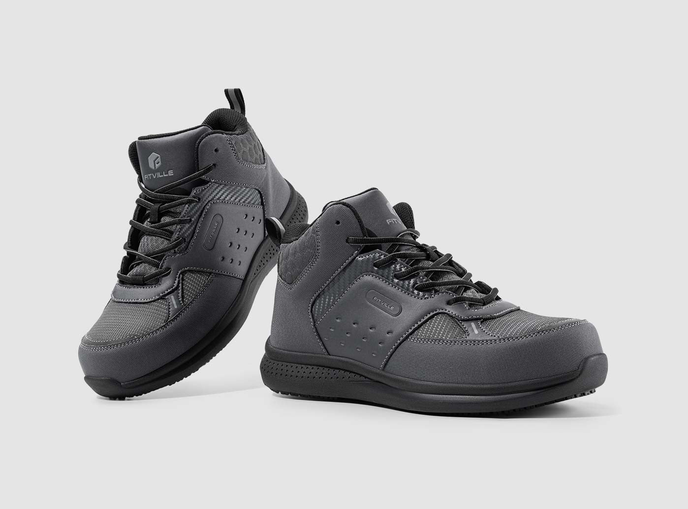 FitVille Men's High - top SteelCore Work Boots V2 - 18