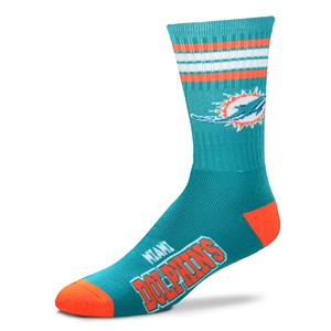 Miami Dolphins - 4 Stripe Deuce Crew Socks - Mann