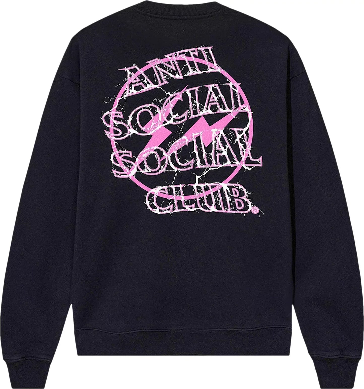 Anti Social Social Club x Fragment Design Bolt Crewneck - Black/Pink - Mann