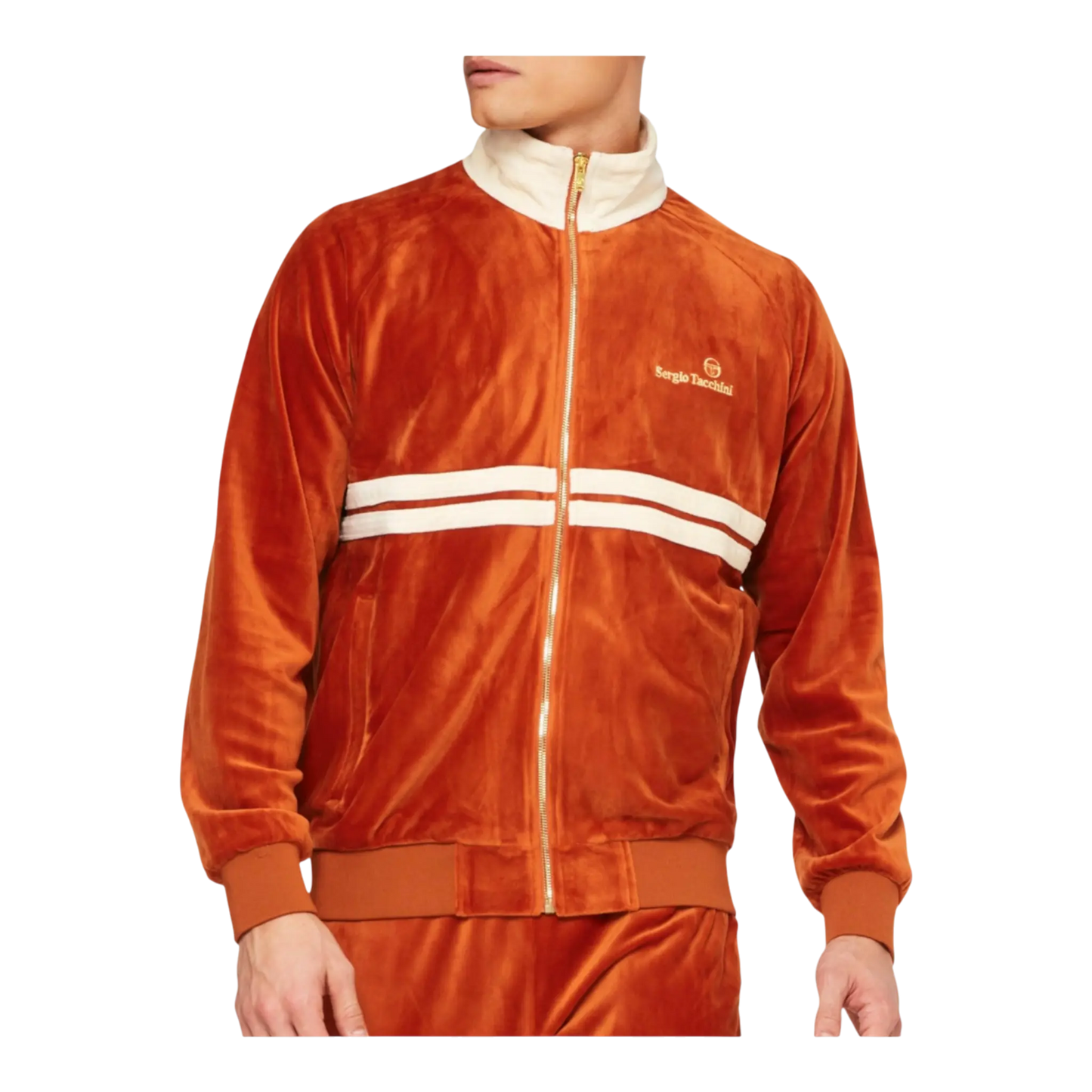 Size XS Sergio Tacchini Dallas Velour Men Track Jacket Bombay Brown/Brown