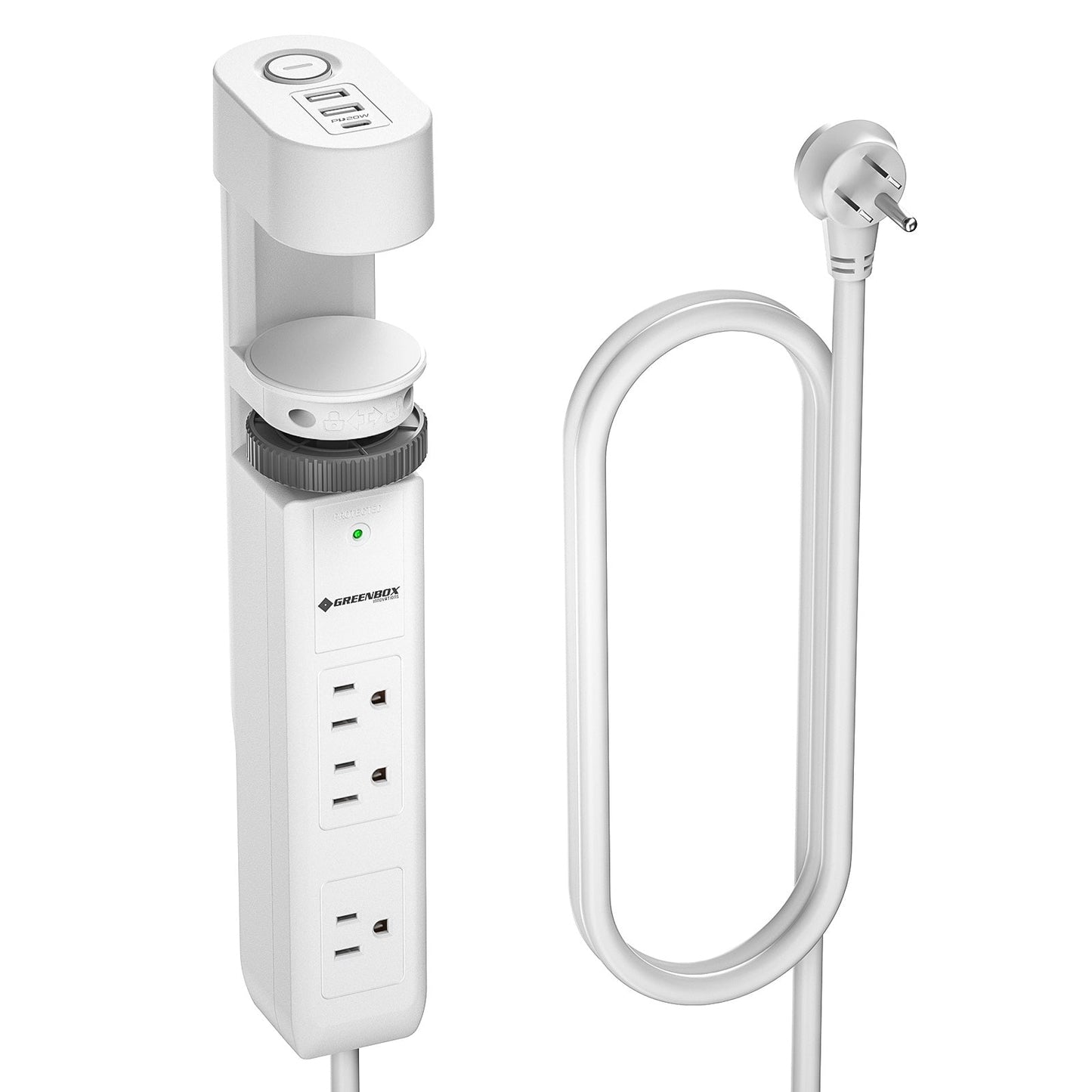 CRST Desk Clamp Surge Protector Power Strip with USB-C Port 6FT Extension Cord Flat Plug 1020J Protection Fits Tables Up to 2 Inches 36 Months Warranty - Mann