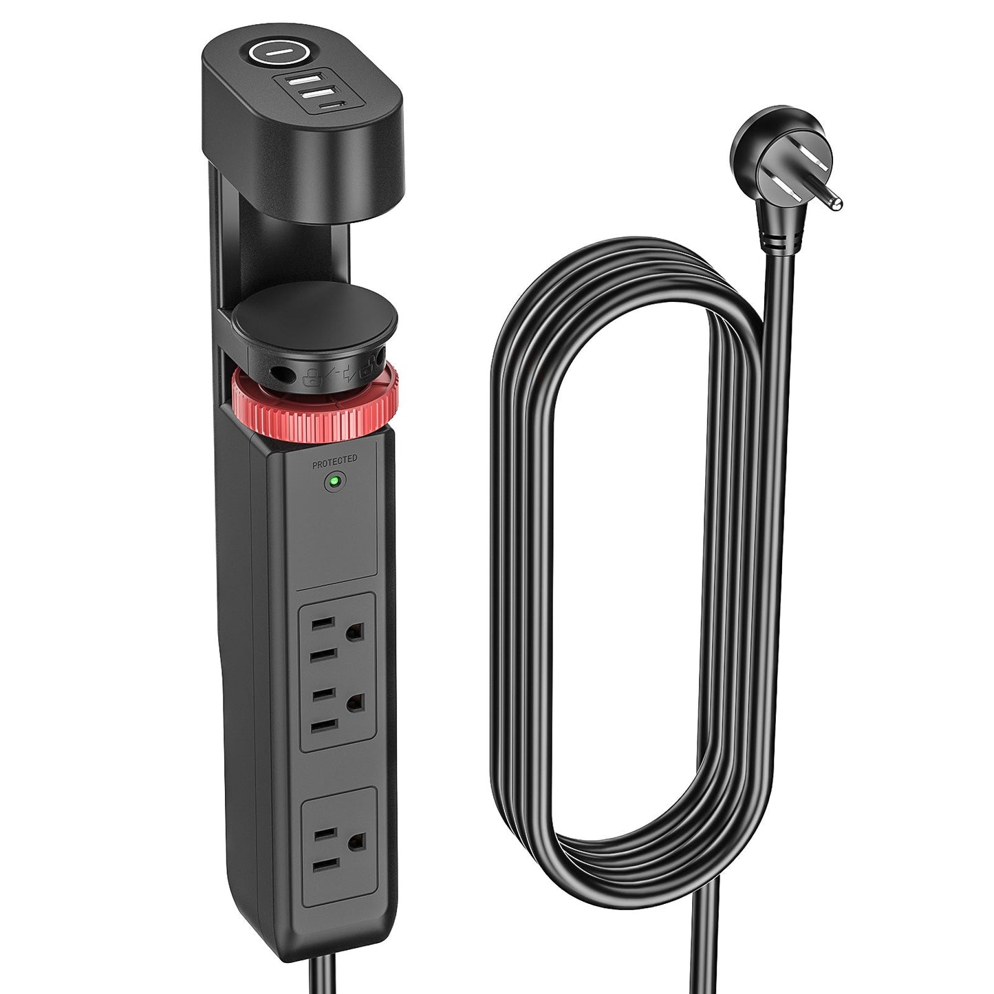 CRST Desk Clamp Surge Protector Power Strip with USB-C Port 6FT Extension Cord Flat Plug 1020J Protection Fits Tables Up to 2 Inches 36 Months Warranty - Mann