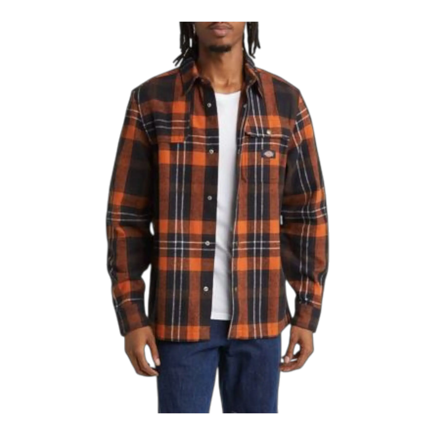 Dickies Nimmons Men Plaid Flannel Long Sleeve Shirt Dark Plaid