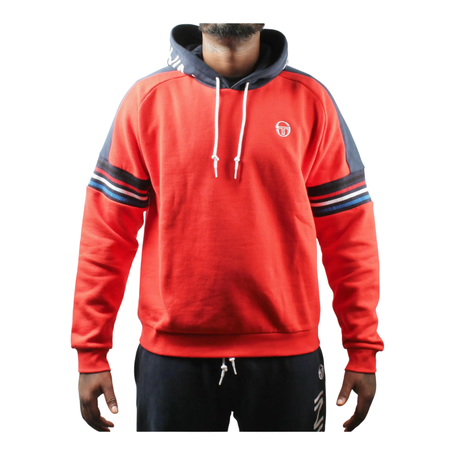 Size XS/S Sergio Tacchini Dominic Pull-Over Men Hoodie Vintage Red/Navy/White