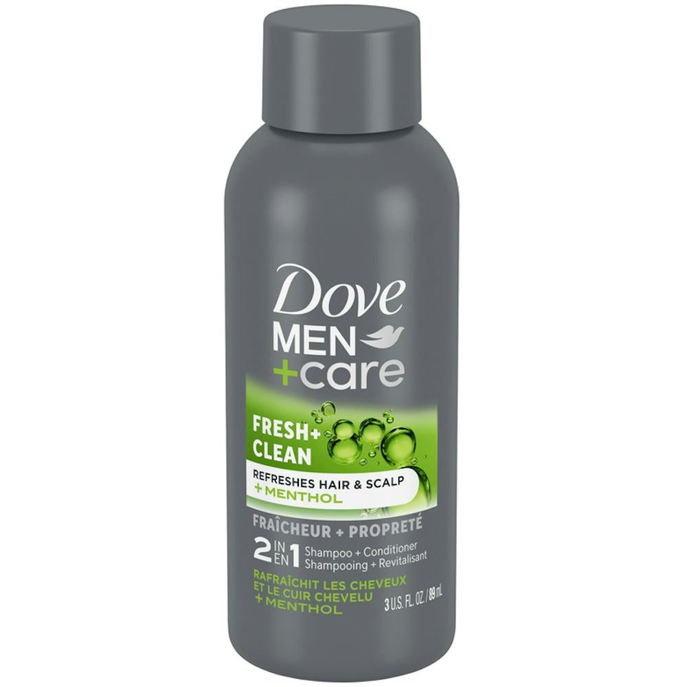 Dove Men+Care Fresh & Clean 2-in-1 Travel Shampoo + Conditioner, 89 ml