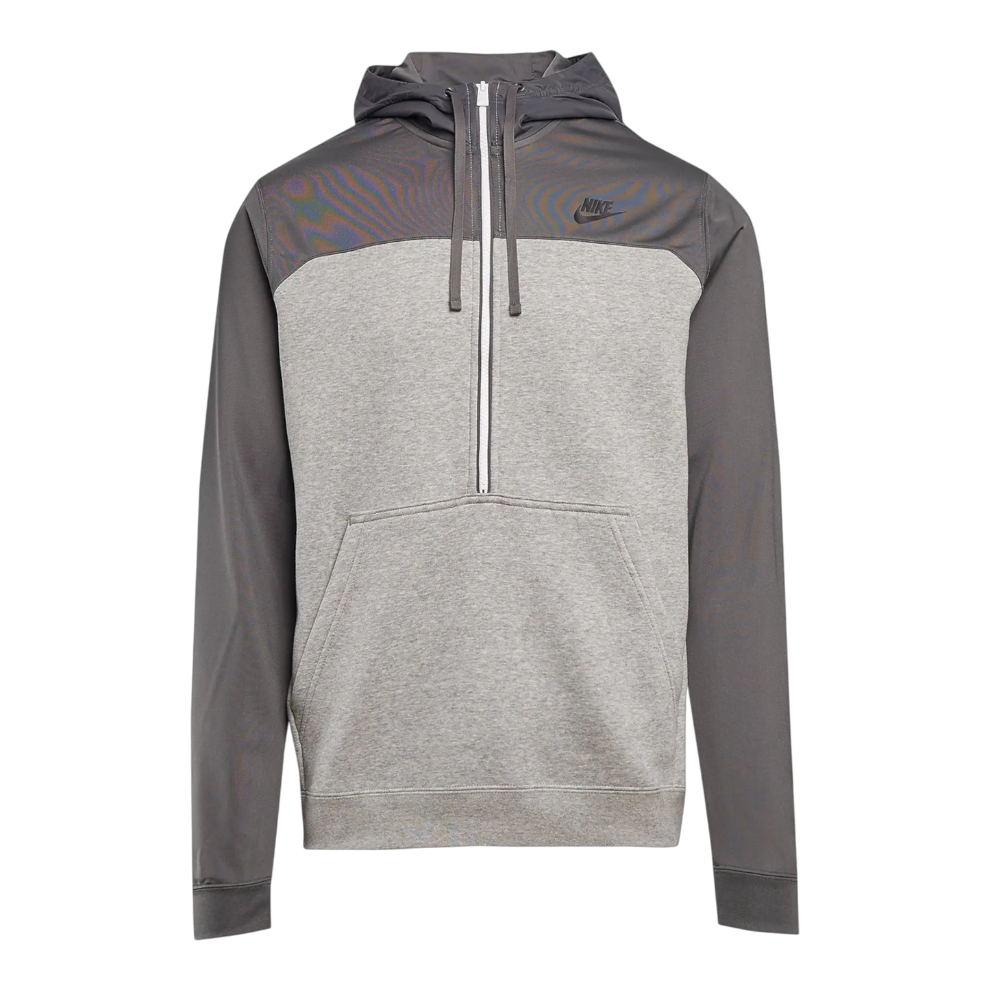 Size S Nike Sportswear Fleece 1/2-Zip Men Hoodie 'Heather Grey/Charcoal'