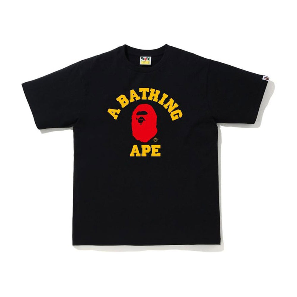 BAPE College Tee Black Red Yellow - Mann
