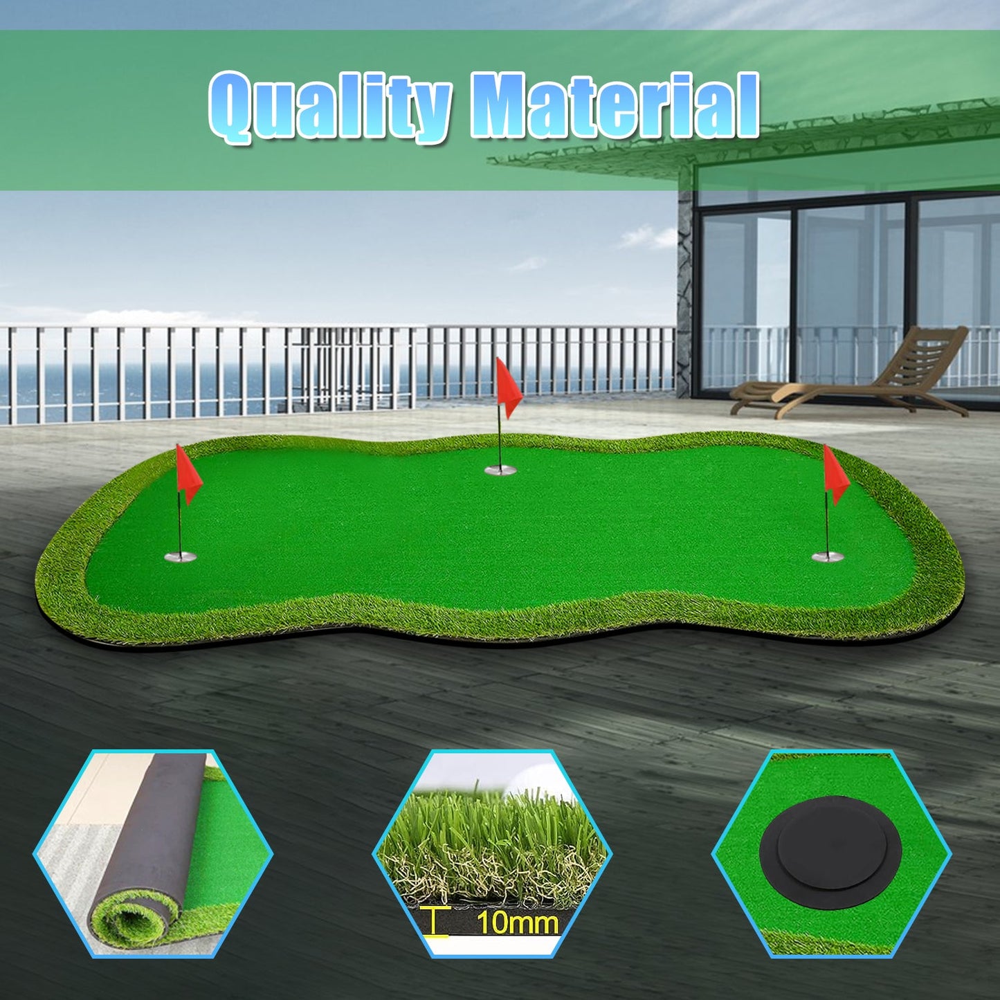 Yunic Golf Putting Green (5ft x 10ft) - Mann