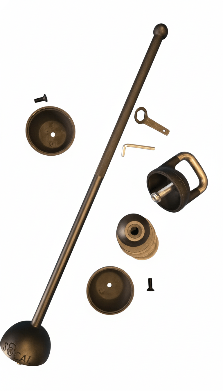 SoCal Kettlebellz 6–12 kg (13–26 lb) Adjustable Mace/Kettlebell System – Powder-Coated Cast-Iron – Black