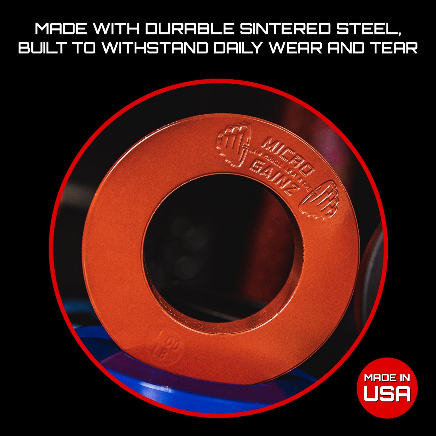 Micro Gainz Olympic Size Fractional Weight Plates Pair of Red 1LB Plates