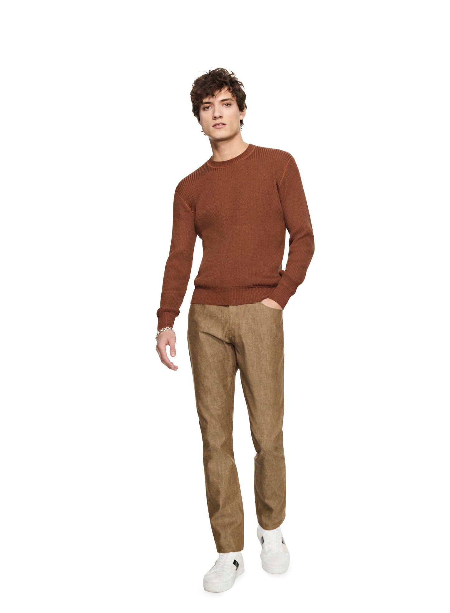 OTD Ribbed Poor Boy Crewneck Sweater (Sepia Brown) - Mann