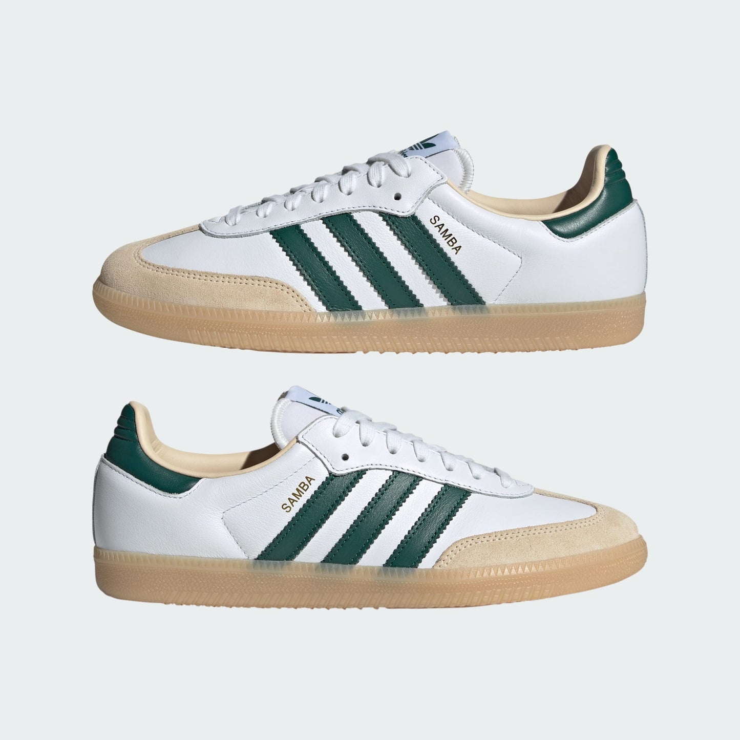 Size 9.5M Adidas Samba OG ‘Cloud White/Collegiate Green/Gum’