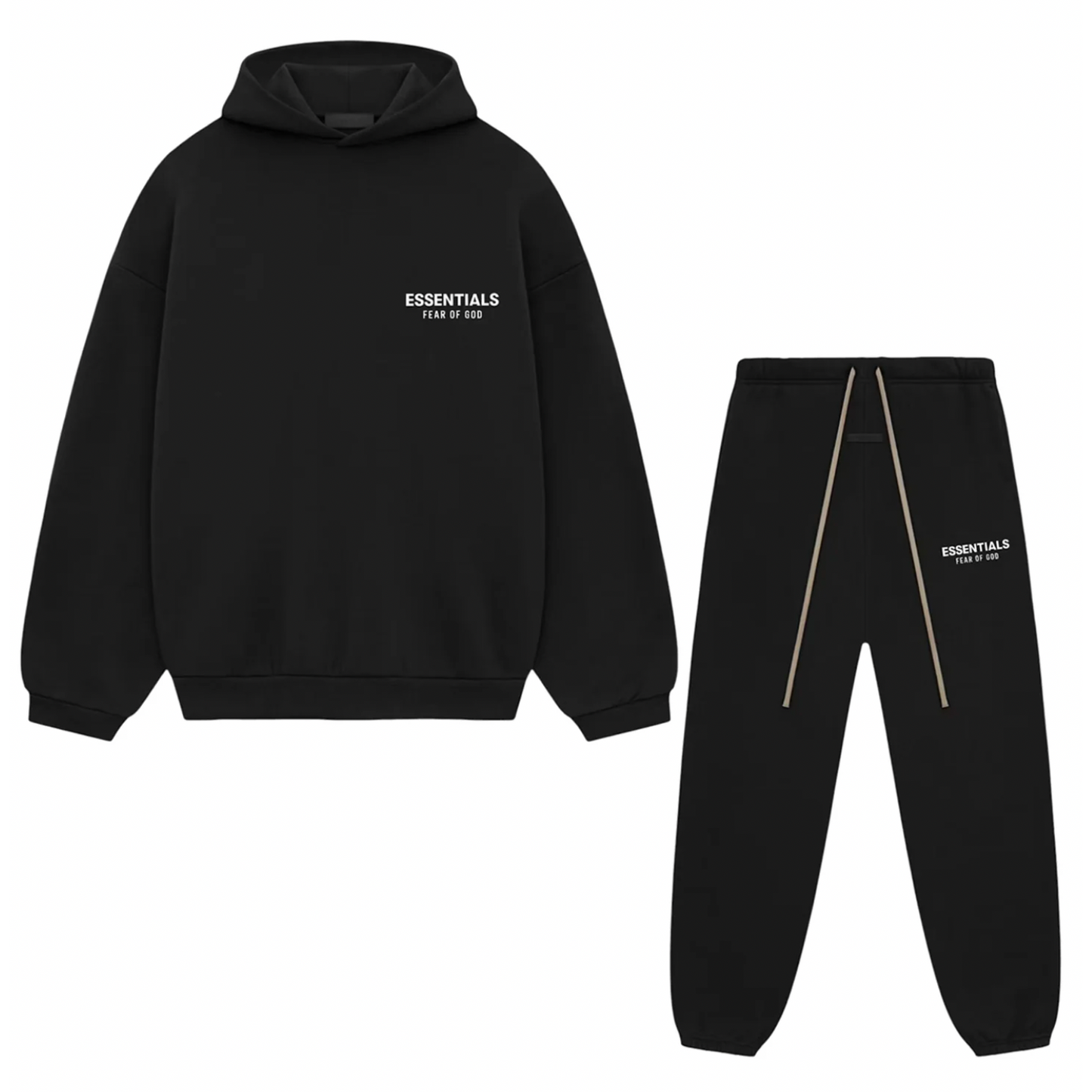 Fear of God Essentials Fleece Sweatsuit FW24 Black FULL SET - Mann