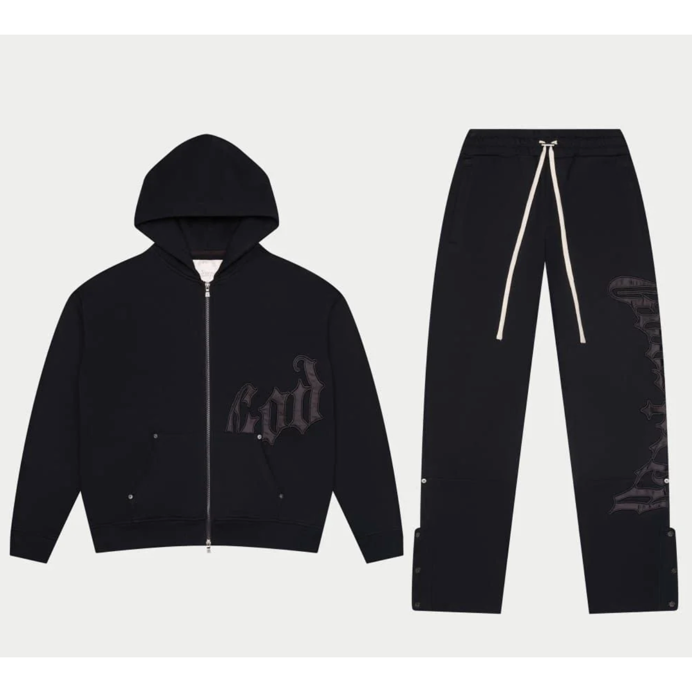 Size L Godspeed OG Logo Sweatsuit V2 (Black/Black) - Mann