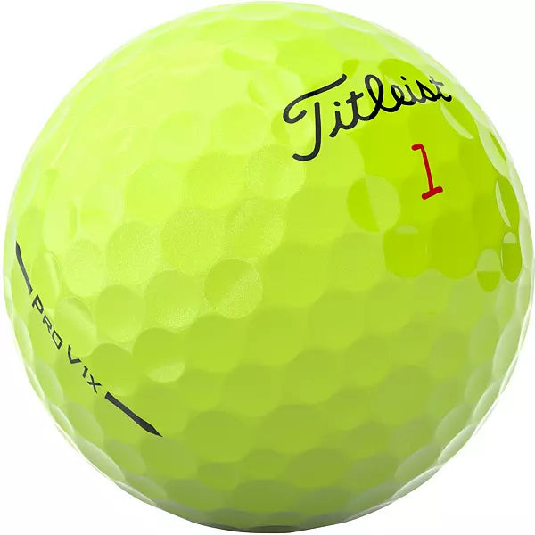 Titleist Pro V1x yellow golf ball with black and red markings, men's sports gear