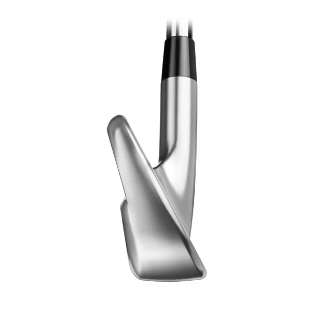 Sleek silver golf club iron with modern design, men's lifestyle and sports accessory