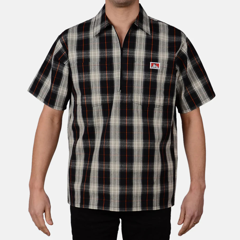 Ben Davis Short Sleeve Plaid 1/2 Zip Shirt - Mann