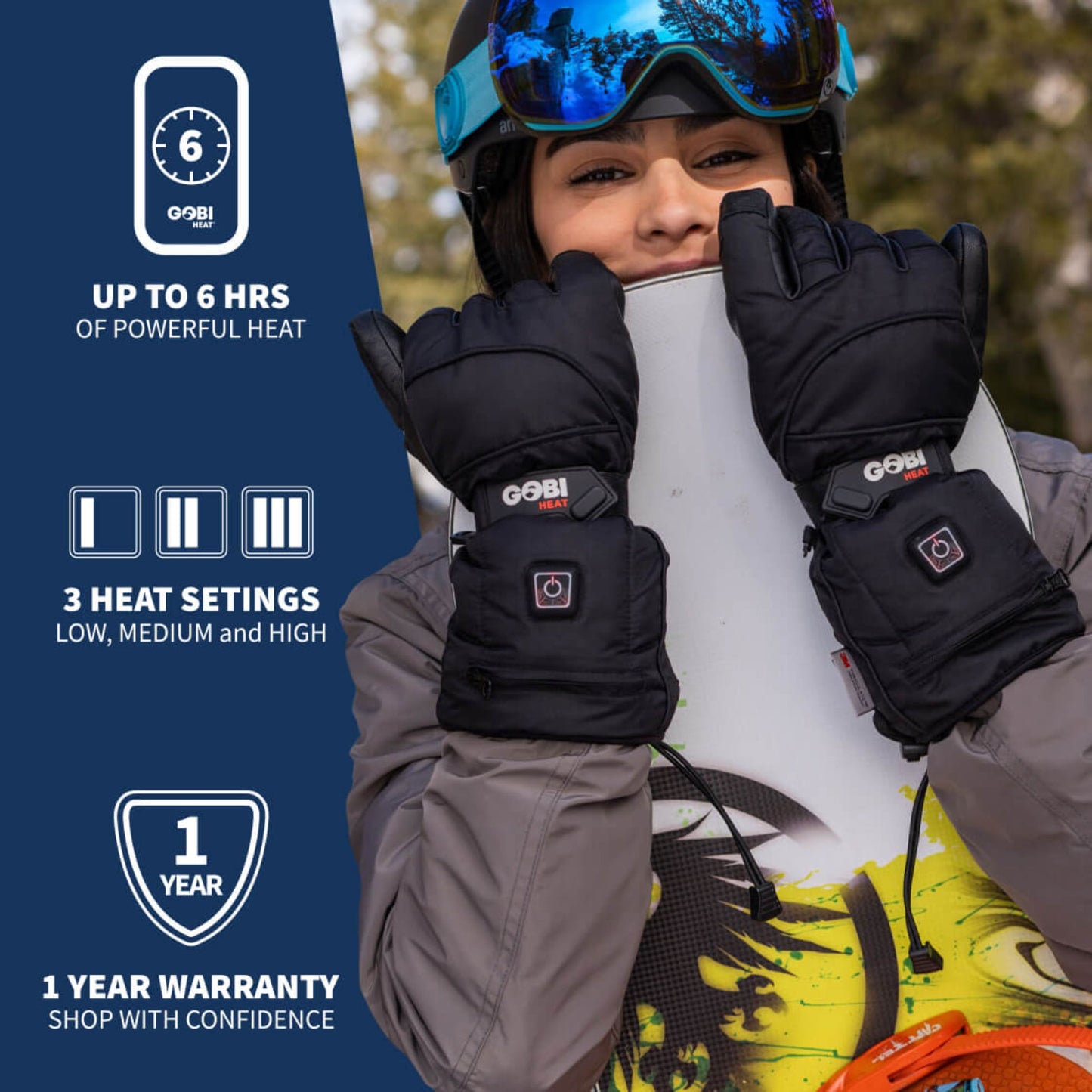 Gobi Heat Epic II Heated Ski Gloves (3500mAh USB-C Batt)