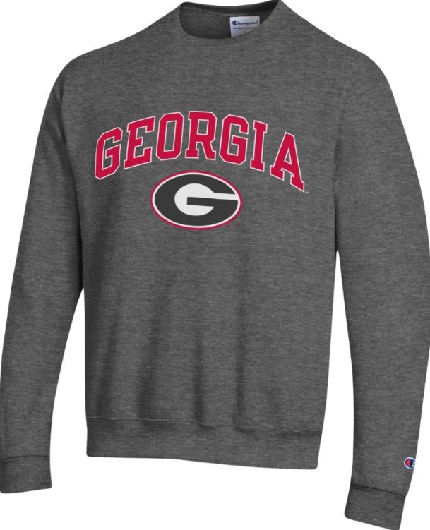 University of Georgia - G Logo Fleece Crew Granite Heather Sweater - Mann