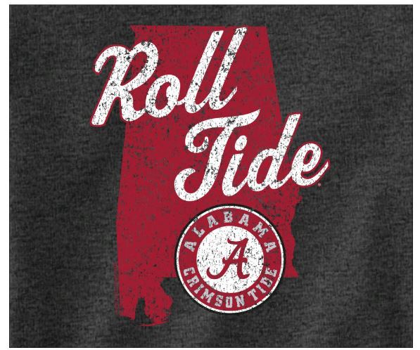 Alabama Crimson Tide - Roll Tide Garment Colors Grey T-Shirt - Mann