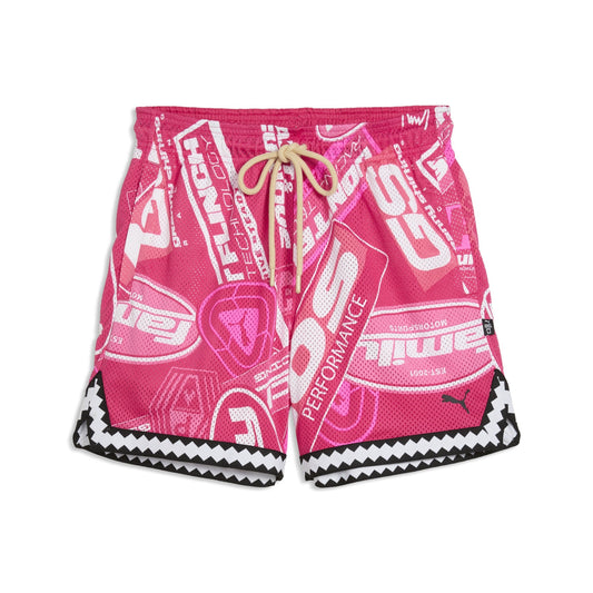 Puma x Fast & Furious 6" Reversible Mesh Shorts 'Garnet Rose Print'