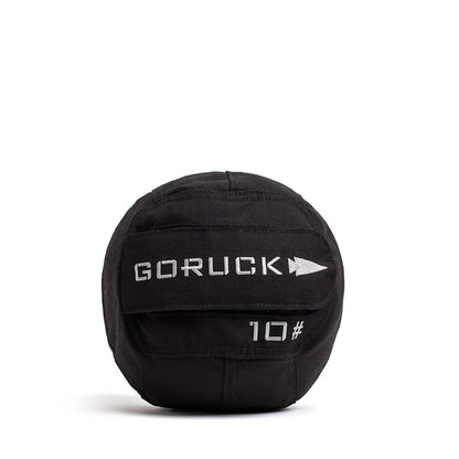 Black GORUCK 10LB sand medicine ball for men's fitness on white background