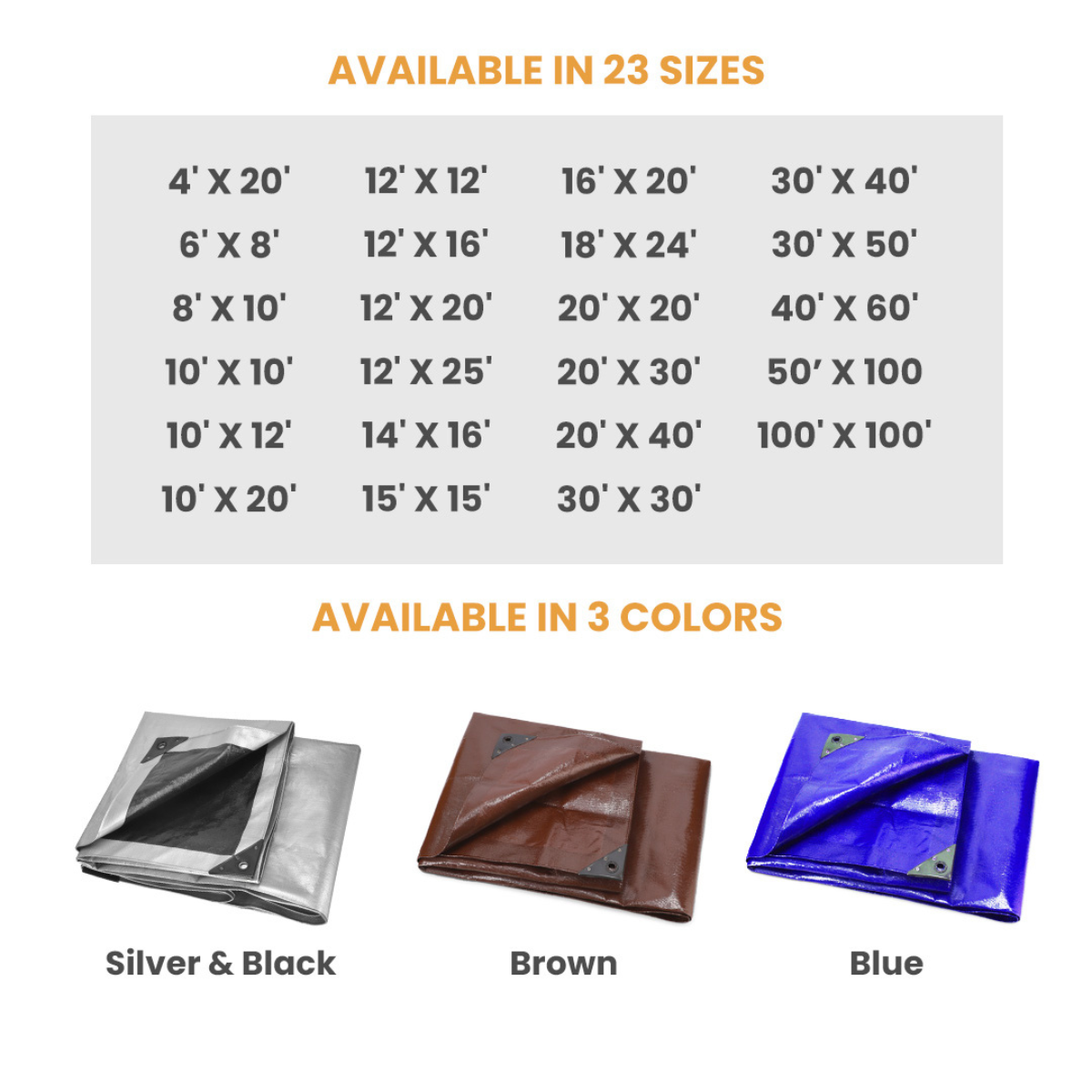 WDO Super Heavy Duty Poly Tarp Cover Thick 16 Mil, 8 oz
