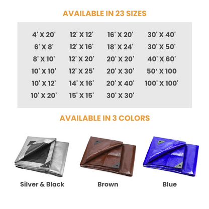 WDO Super Heavy Duty Poly Tarp Cover Thick 16 Mil, 8 oz