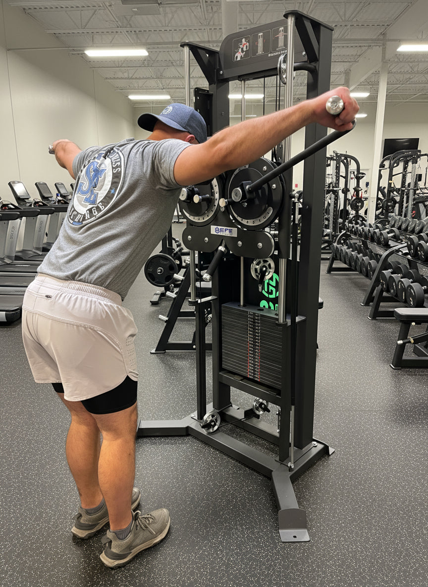 SFE Selectorized Standing Multi-Flight Shoulder Raise w/ 250lb Weight Stack