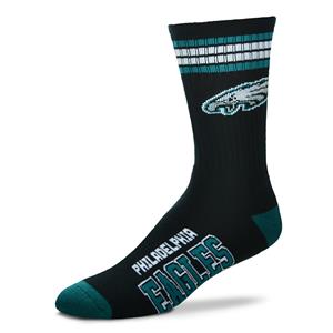 Philadelphia Eagles - 4 Stripe Deuce Crew Socks - Mann