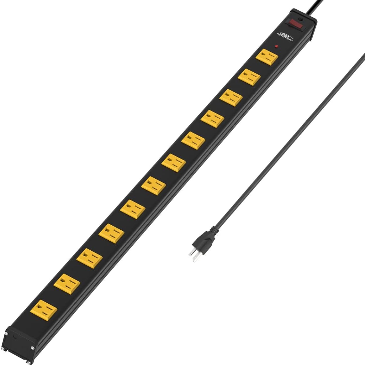 CRST Wideoutlets 2.6" Wide Spaced 12 Outlets Mountable Metal Power Strip Surge Protector with 1800 Joule Protection & EMI Filter Heavy Duty Construction 15A Circuit Breaker Included - Mann