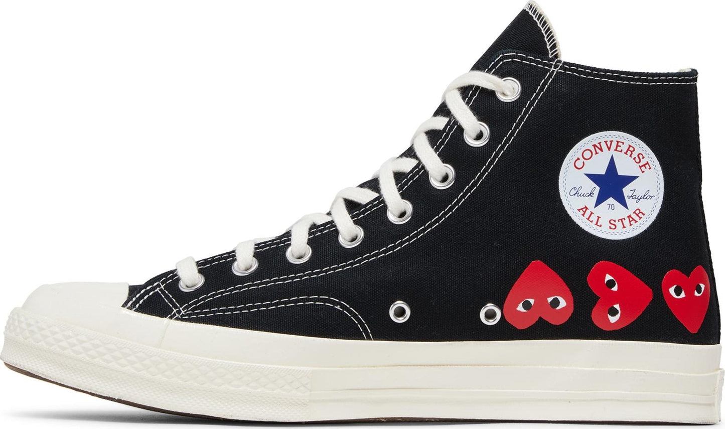 Size 8.5M Comme des Garçons PLAY x Converse Chuck 70 High 'Multi Heart - Black'