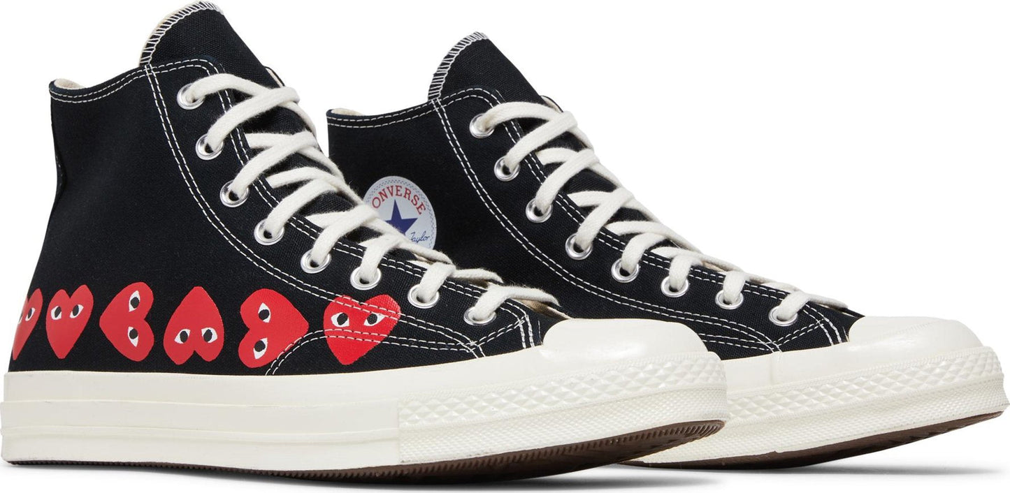 Size 8.5M Comme des Garçons PLAY x Converse Chuck 70 High 'Multi Heart - Black'