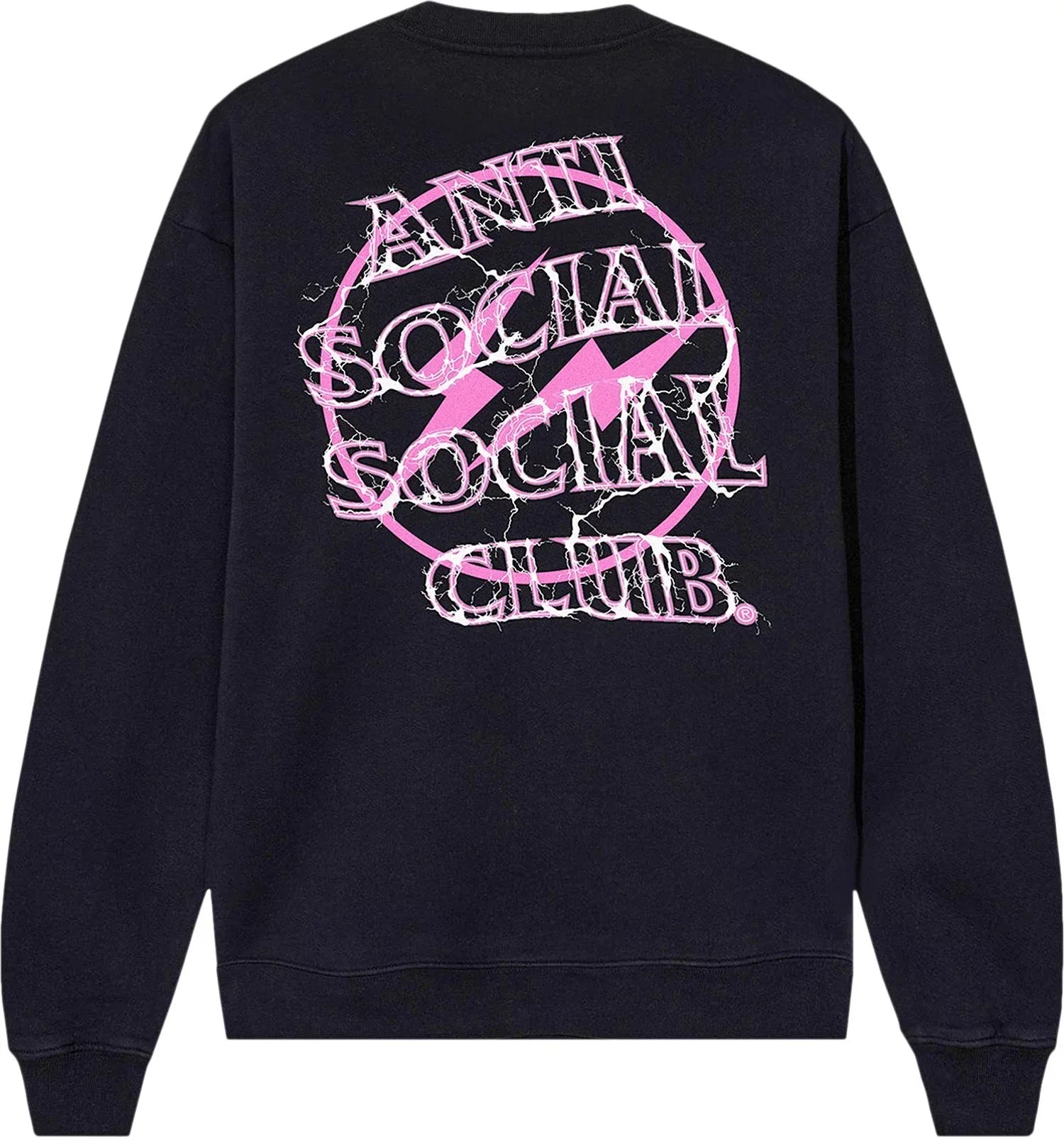 Anti Social Social Club x Fragment Design Bolt Crewneck - Black/Pink - Mann