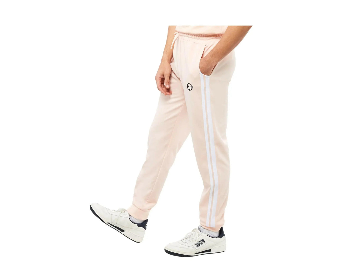 Size M Sergio Tacchini New Damarindo Men Track Pants Pearl Blush/White