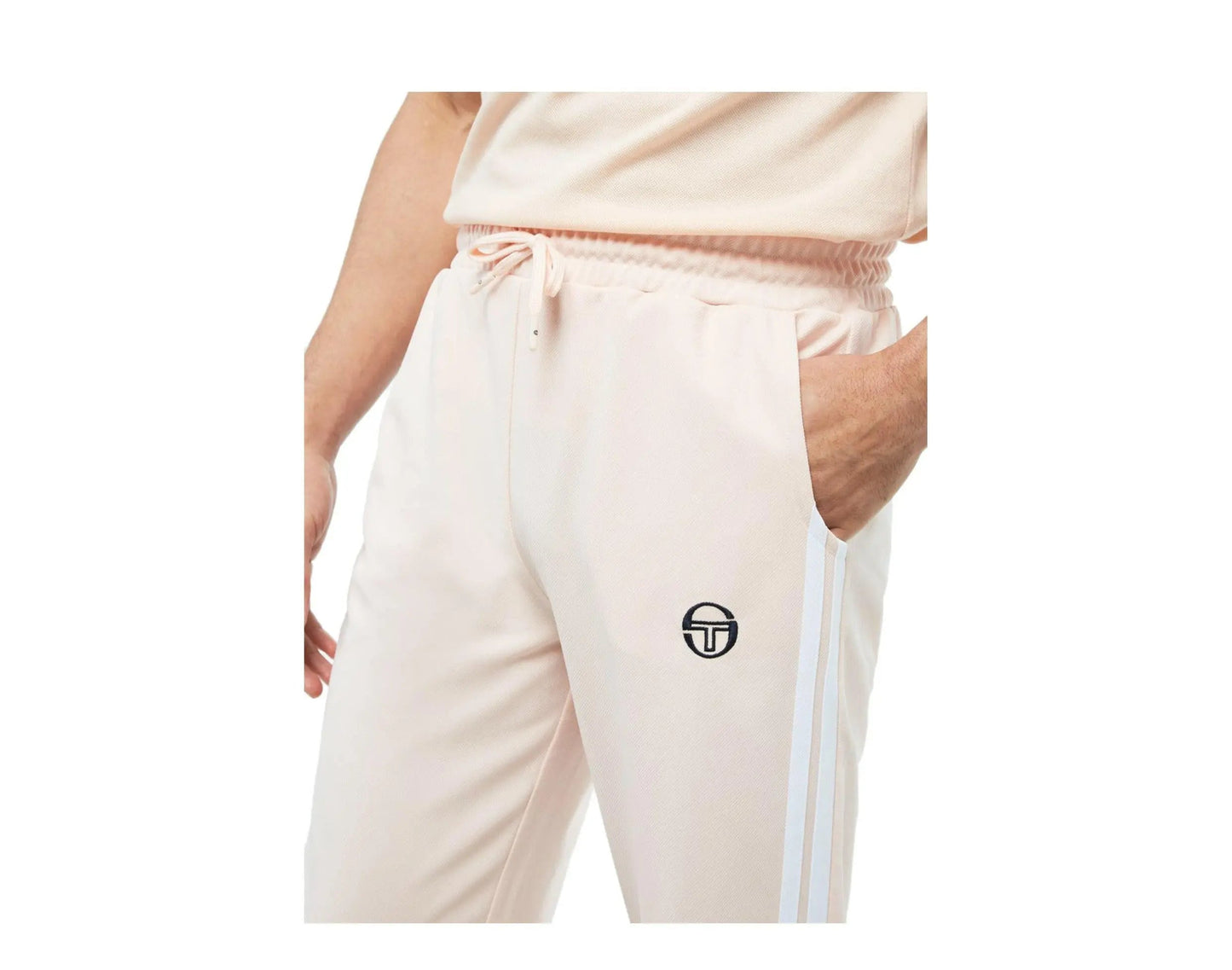 Size M Sergio Tacchini New Damarindo Men Track Pants Pearl Blush/White