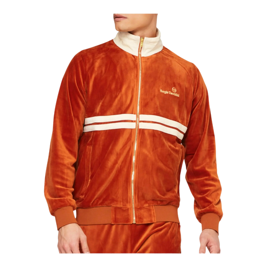 Size XS Sergio Tacchini Dallas Velour Men Track Jacket Bombay Brown/Brown