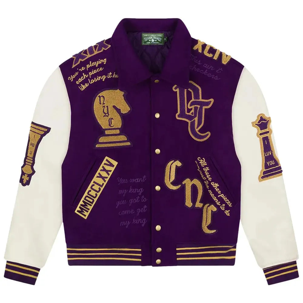 Size L Denim Tears Grandmaster Varsity Jacket 'Purple' - Mann