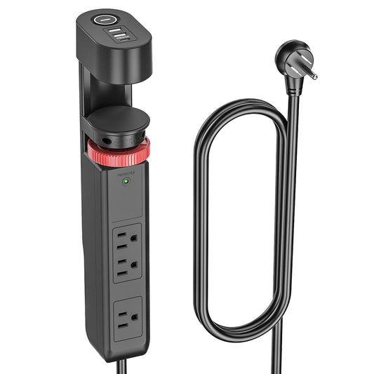 CRST Desk Clamp Surge Protector Power Strip with USB-C Port 6FT Extension Cord Flat Plug 1020J Protection Fits Tables Up to 2 Inches 36 Months Warranty - Mann