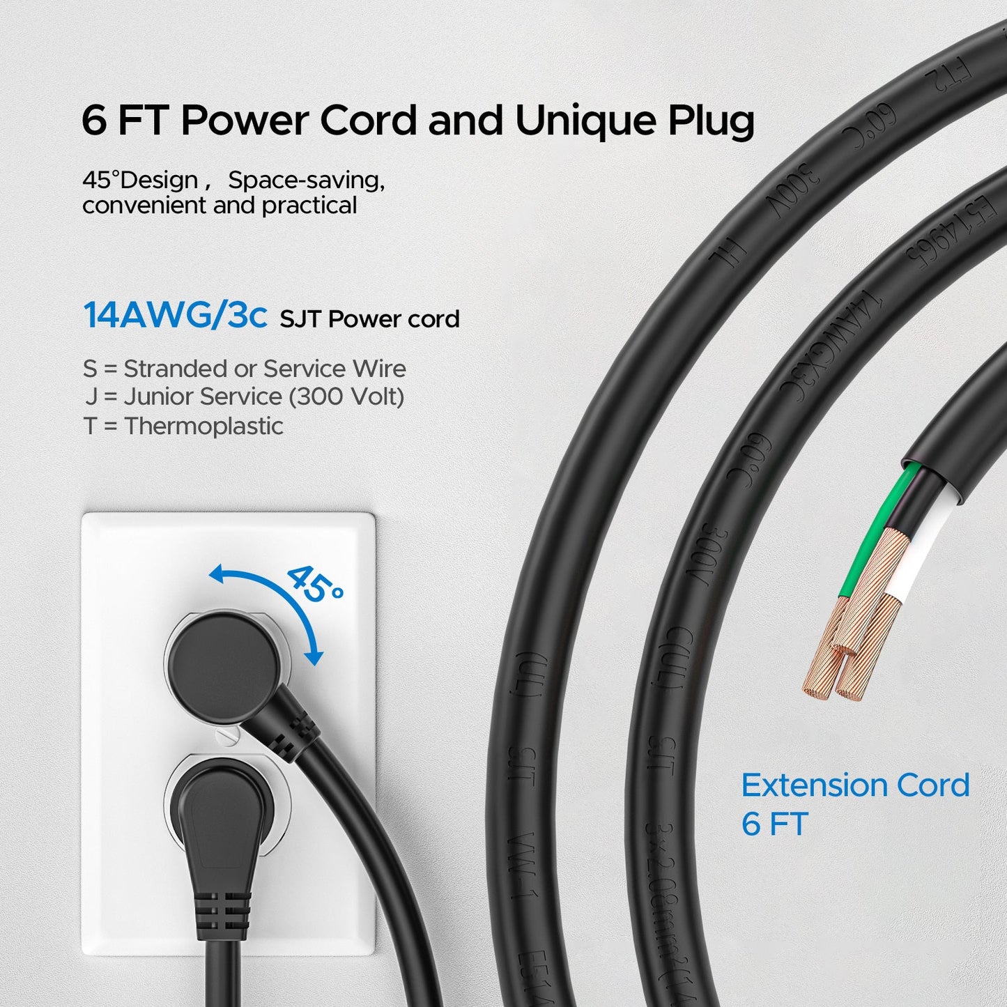 CRST 6 Outlets Wide Spaced Mountable Metal Power Strip Surge Protector, 6FT Flat Plug Power Cord, 2100 Joules Protection, Mount Kits Included - Mann