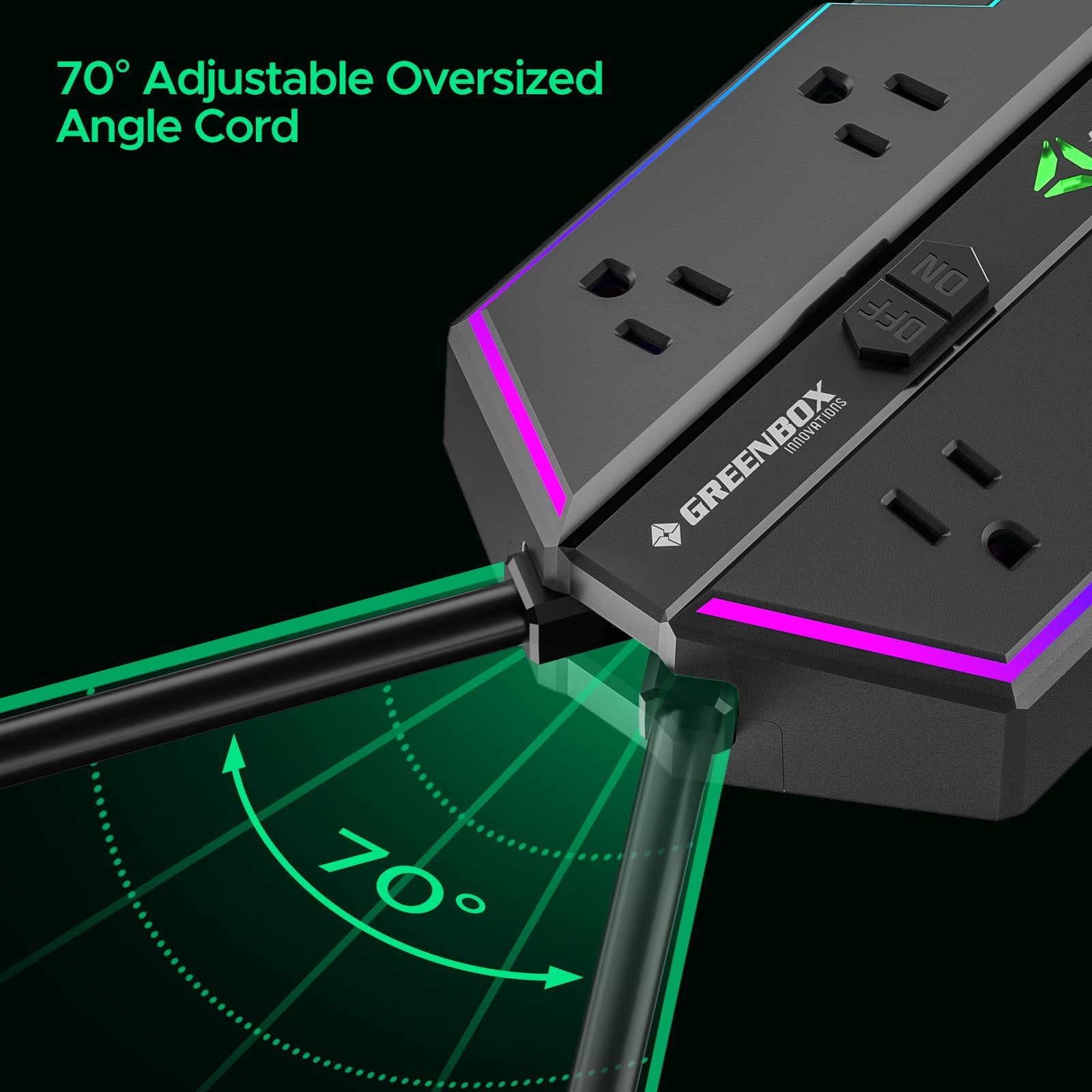 CRST Gaming Power Strip, 6 AC Outlets, 4000J Surge Protector, PD 20W Fast Charging (2 USB-C, 1 USB-A), Wide-Spaced Outlet with RGB Lights for PC, e-Sports & Home Office - Mann