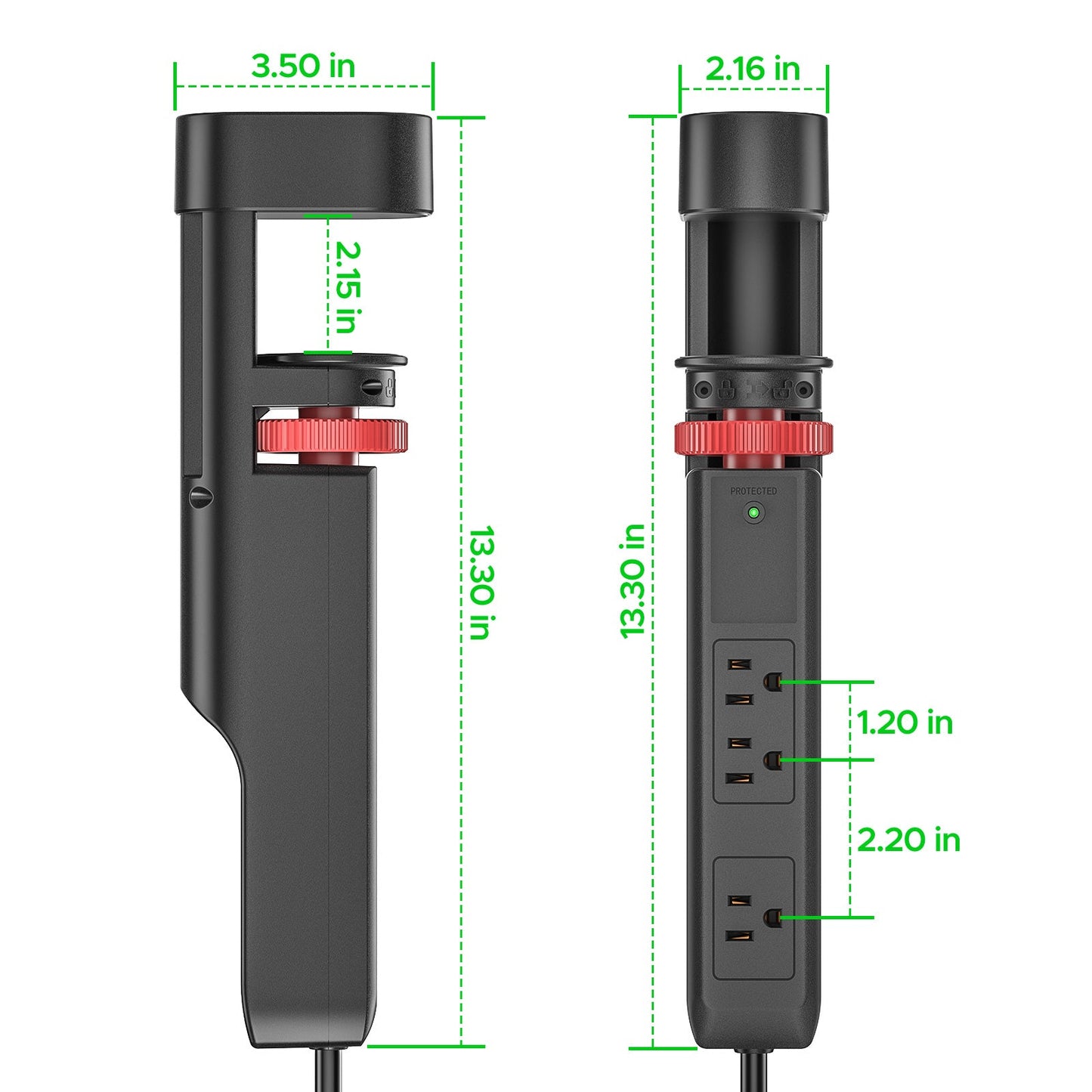 CRST Desk Clamp Surge Protector Power Strip with USB-C Port 6FT Extension Cord Flat Plug 1020J Protection Fits Tables Up to 2 Inches 36 Months Warranty - Mann