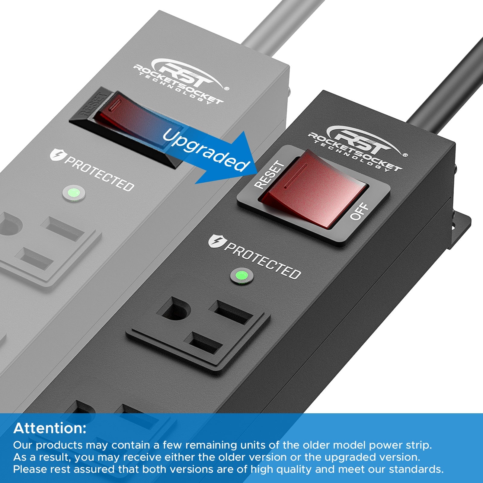 CRST 6 Outlets Wide Spaced Mountable Metal Power Strip Surge Protector, 6FT Flat Plug Power Cord, 2100 Joules Protection, Mount Kits Included - Mann