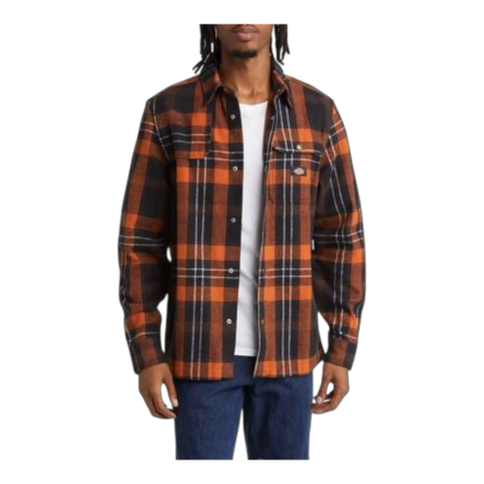Dickies Nimmons Men Plaid Flannel Long Sleeve Shirt Dark Plaid