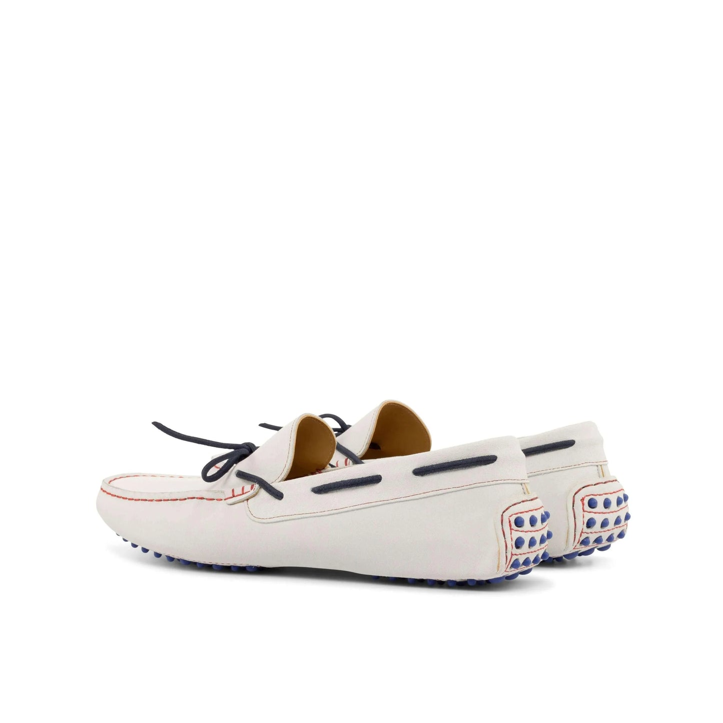 White leather 1989 Driver II driving moccasins with rubber soles for stylish comfort
