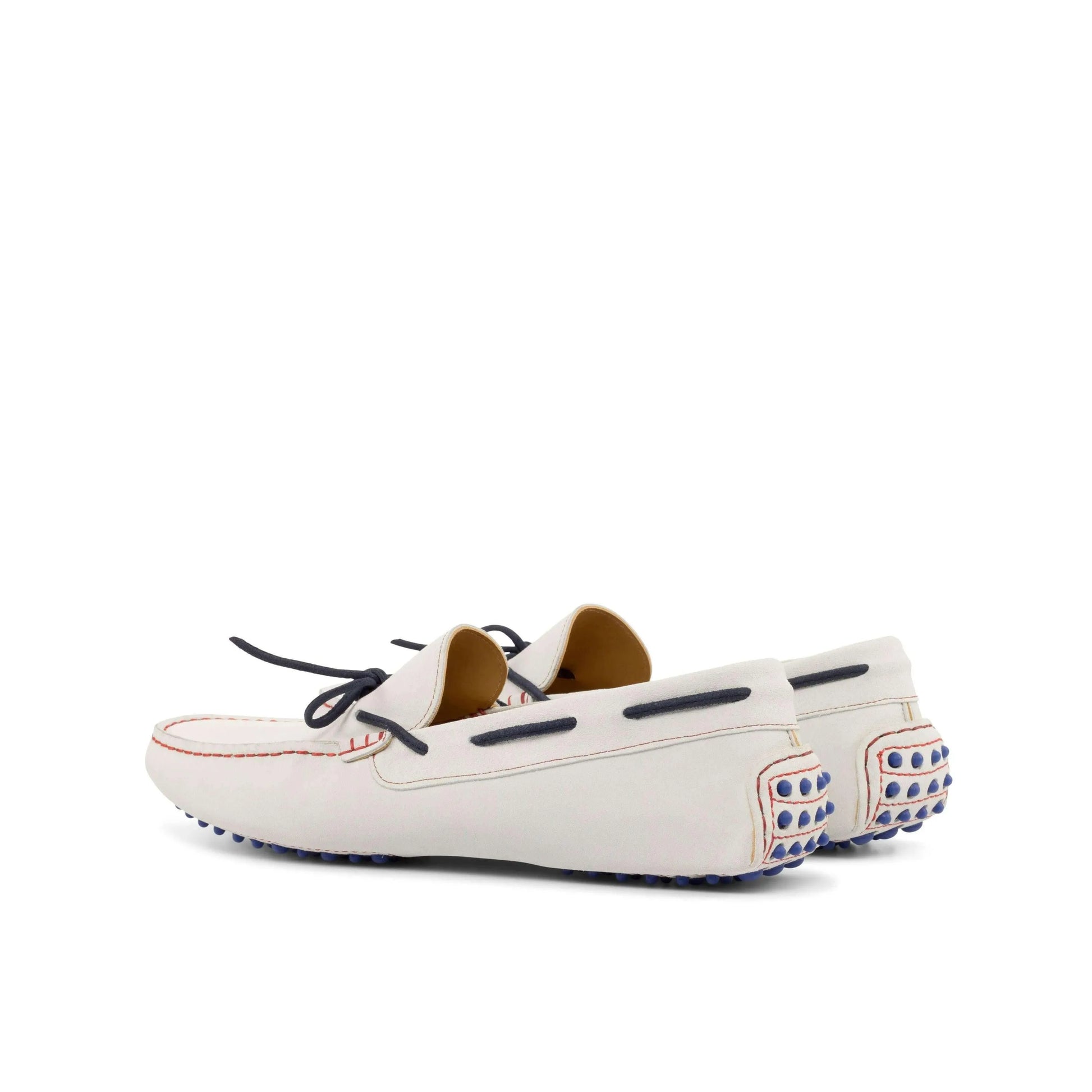 White leather 1989 Driver II driving moccasins with rubber soles for stylish comfort