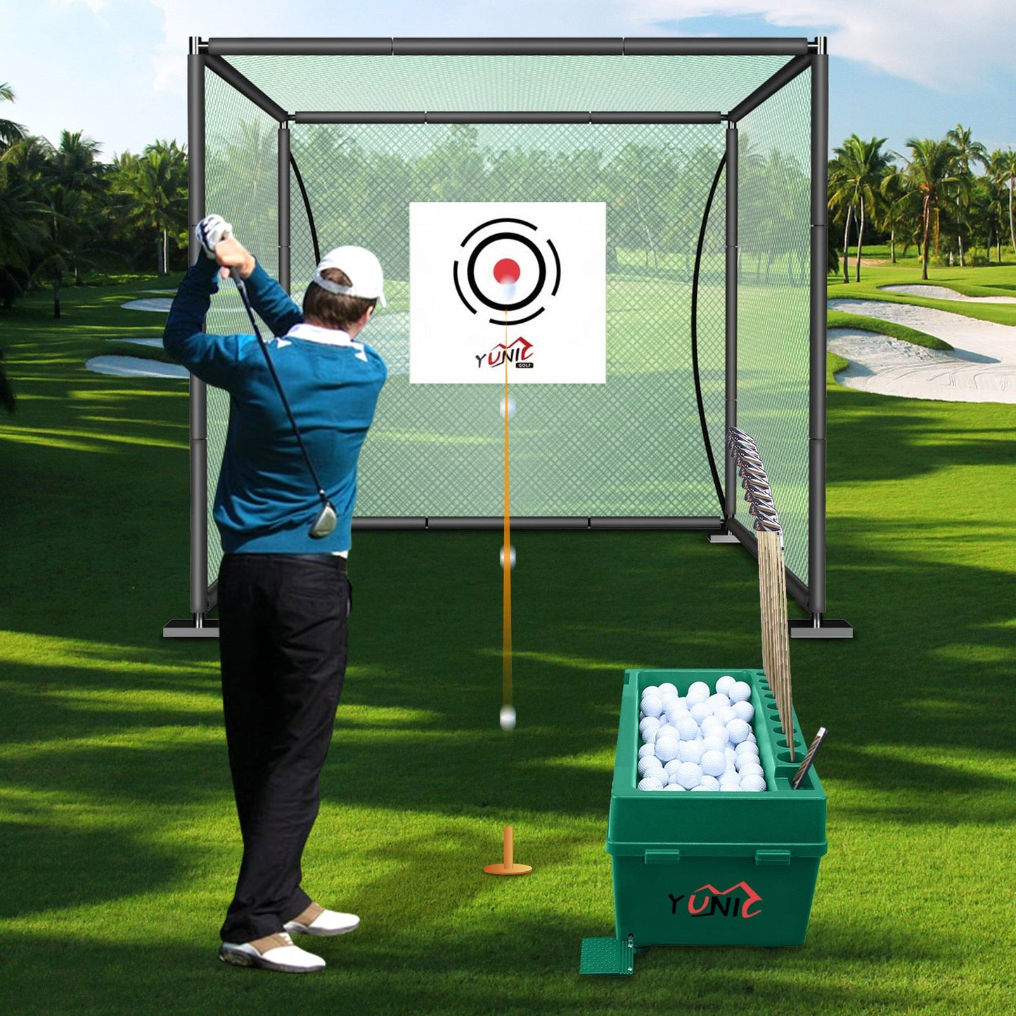 Yunic Golf Ball Dispenser Machine Powerless Automatic Tee Up - Mann