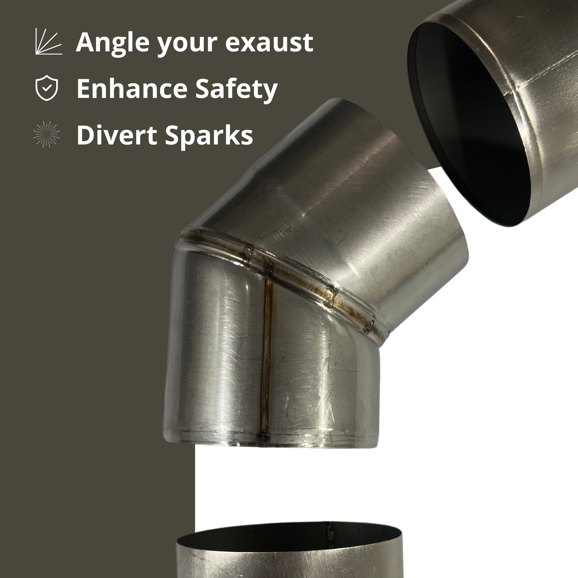 NSS Angled Stove Chimney Pipe - 45 Degree Angle - 3.5” - Mann