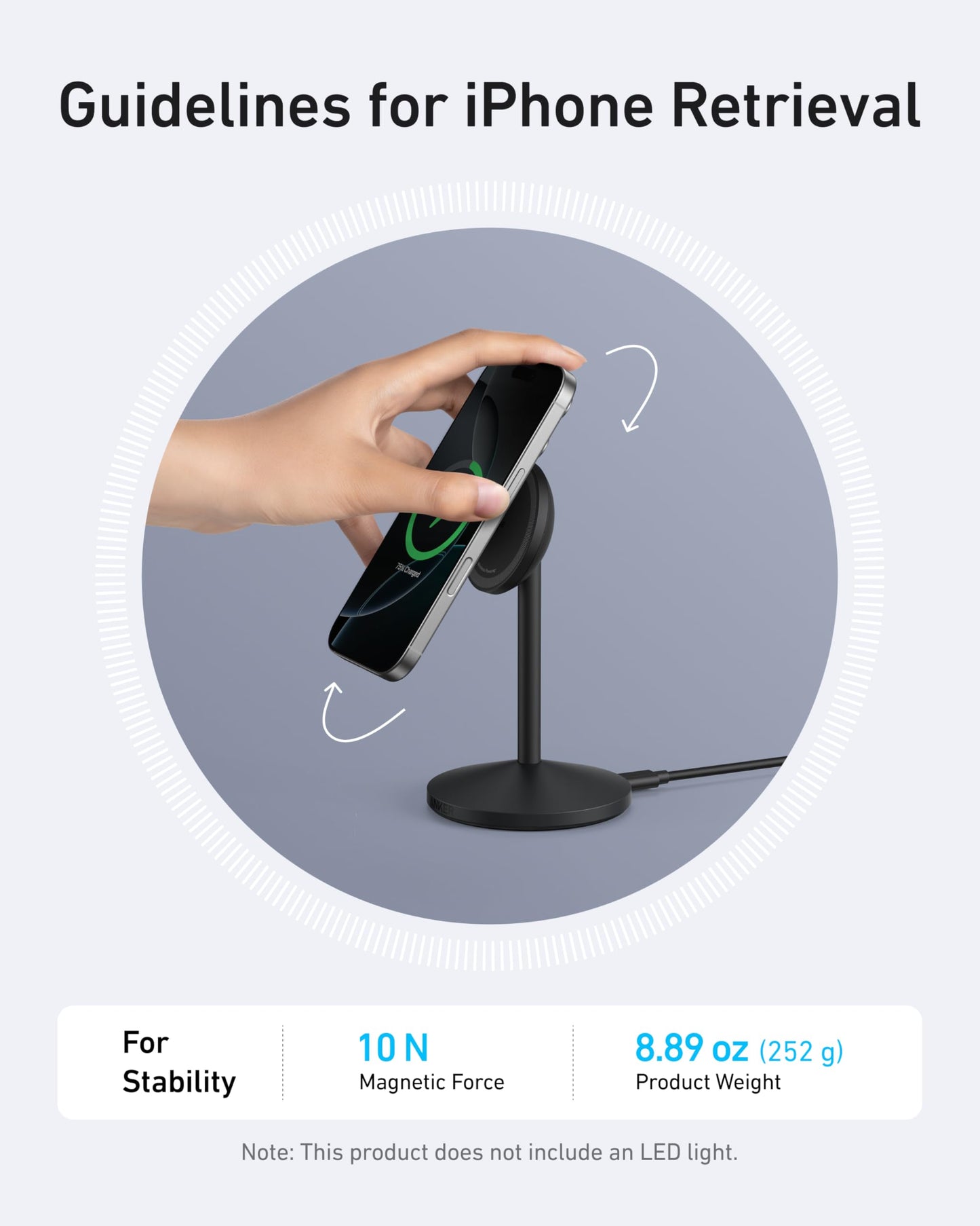 Anker MagGo Wireless Charger (Stand) with Adapter and Cable BOA - Mann