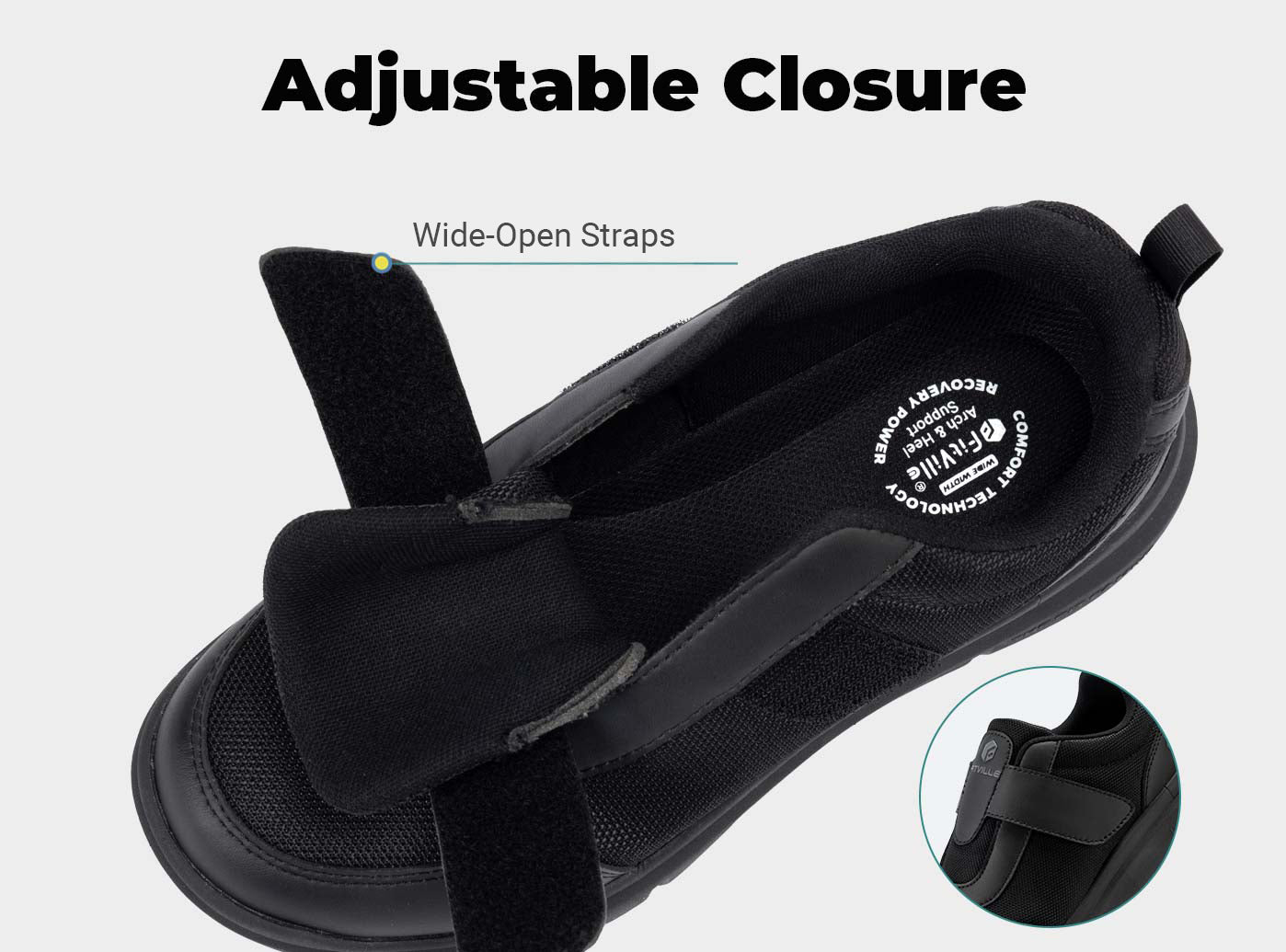 FitVille Men's EasyTop StrapEase Diabetic Shoes V4 - 12